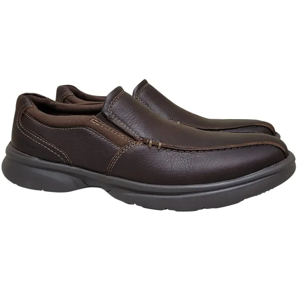 Clarks Men Bradley Step Slip On Bike Toe Loafers Size US 12M Brown Tumbled